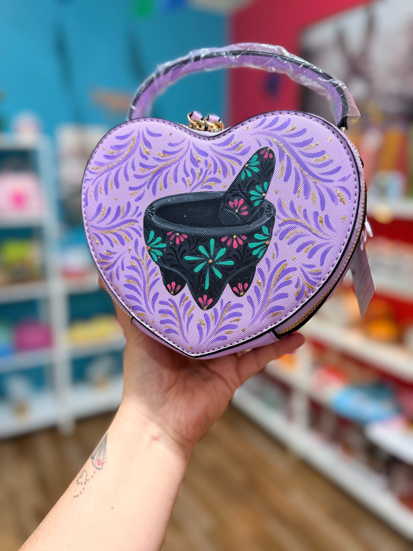 Handpainted Molcajete Heart purse