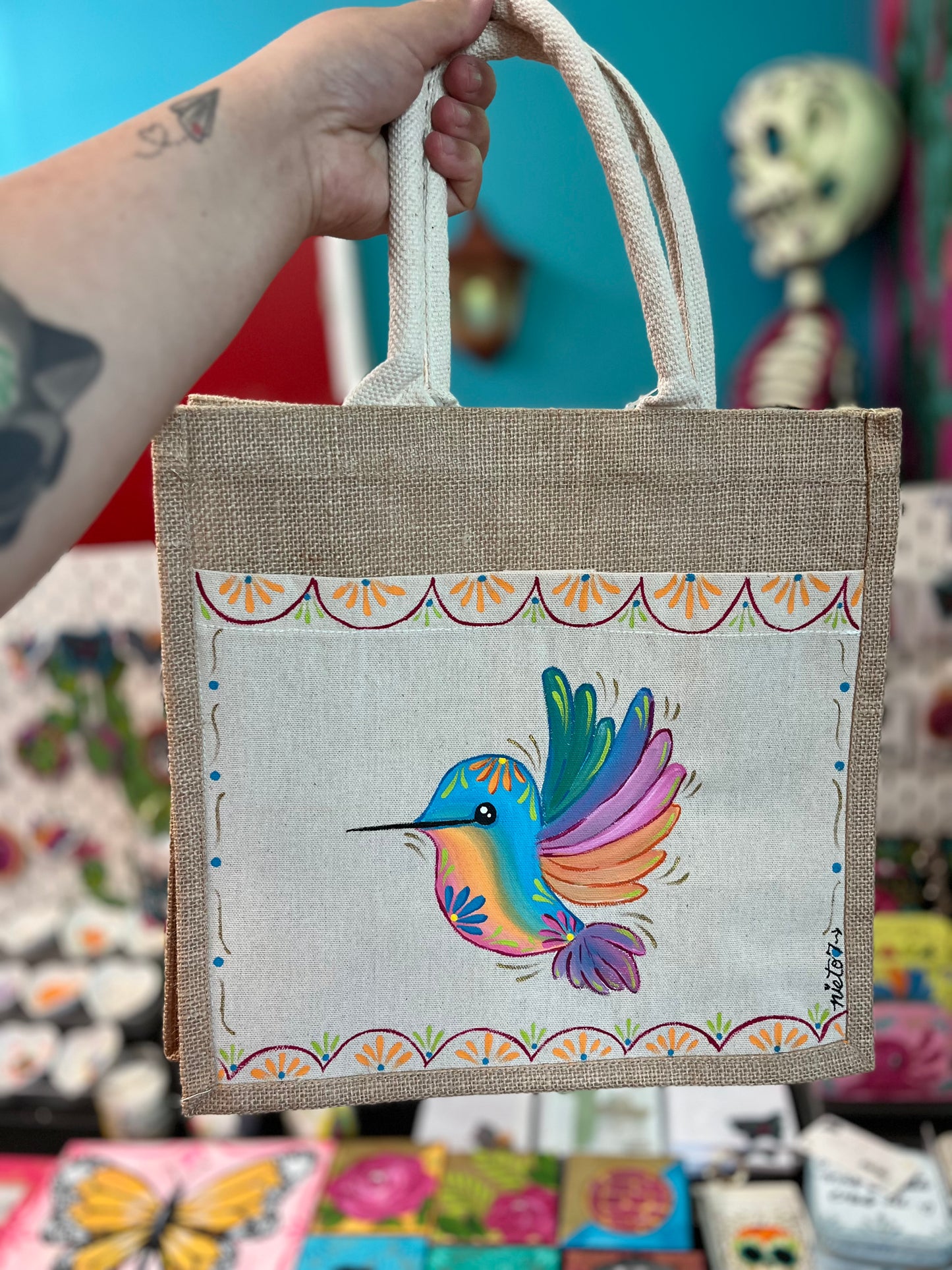 Colibri burlap tote