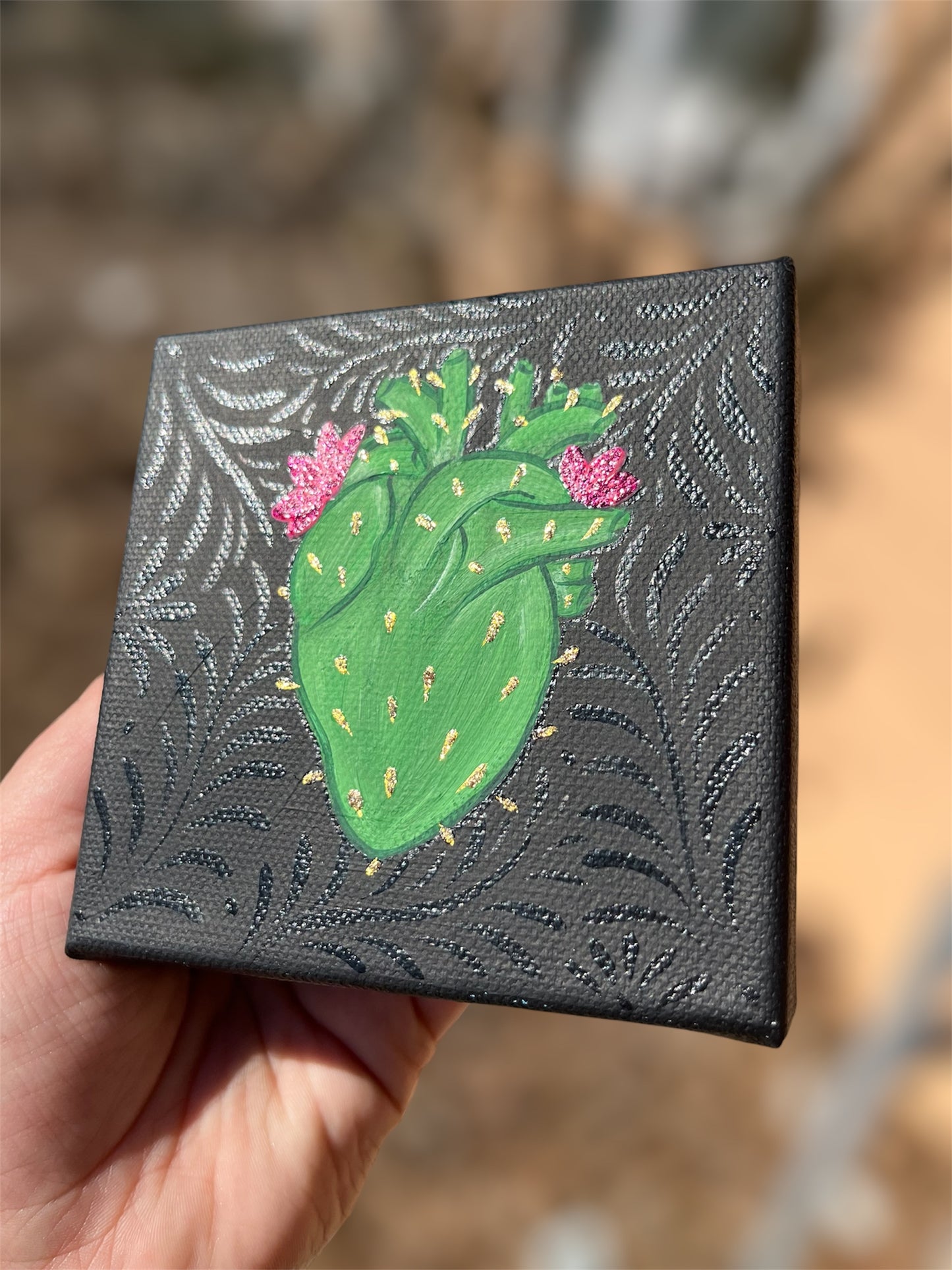 Corazon de nopal canvas